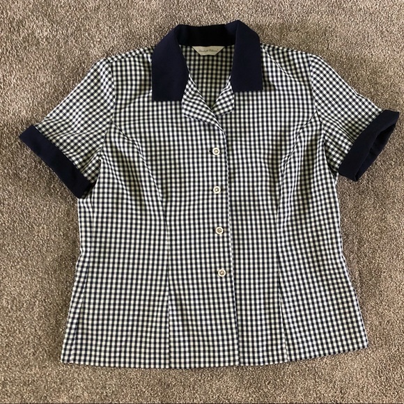 Elizabeth Williams Vintage Blouse Top Button Up Size XL Checkered Workwear - Picture 11 of 14